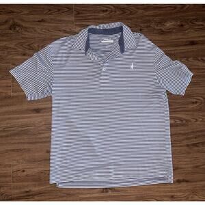 johnnie-O Polo Shirt Mens Large Blue White Stripe Prep-Formance Golf Performance